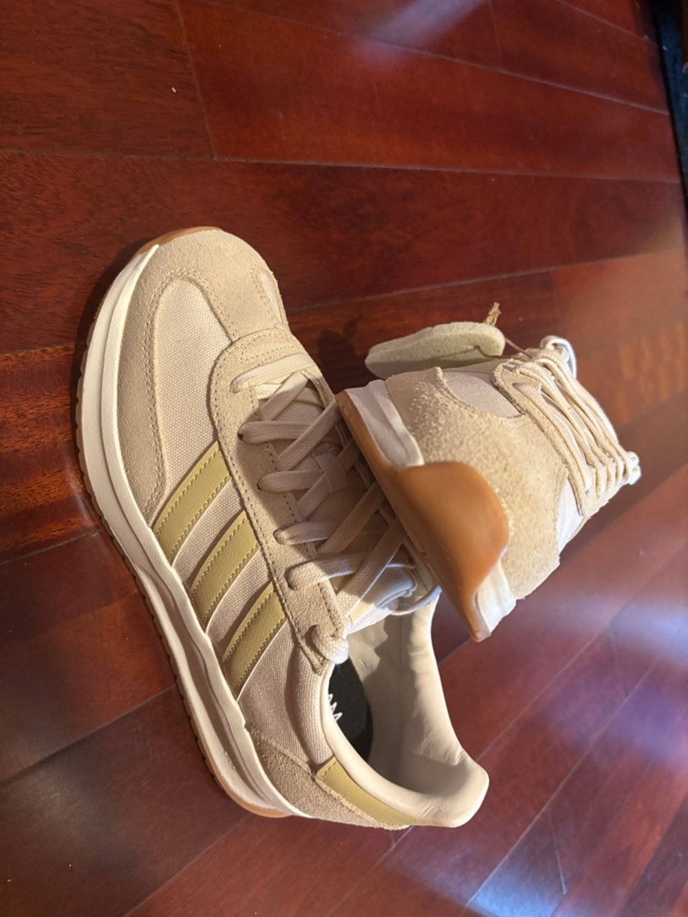 Beige Adidas Athletic Sneakers with Tan Accents
